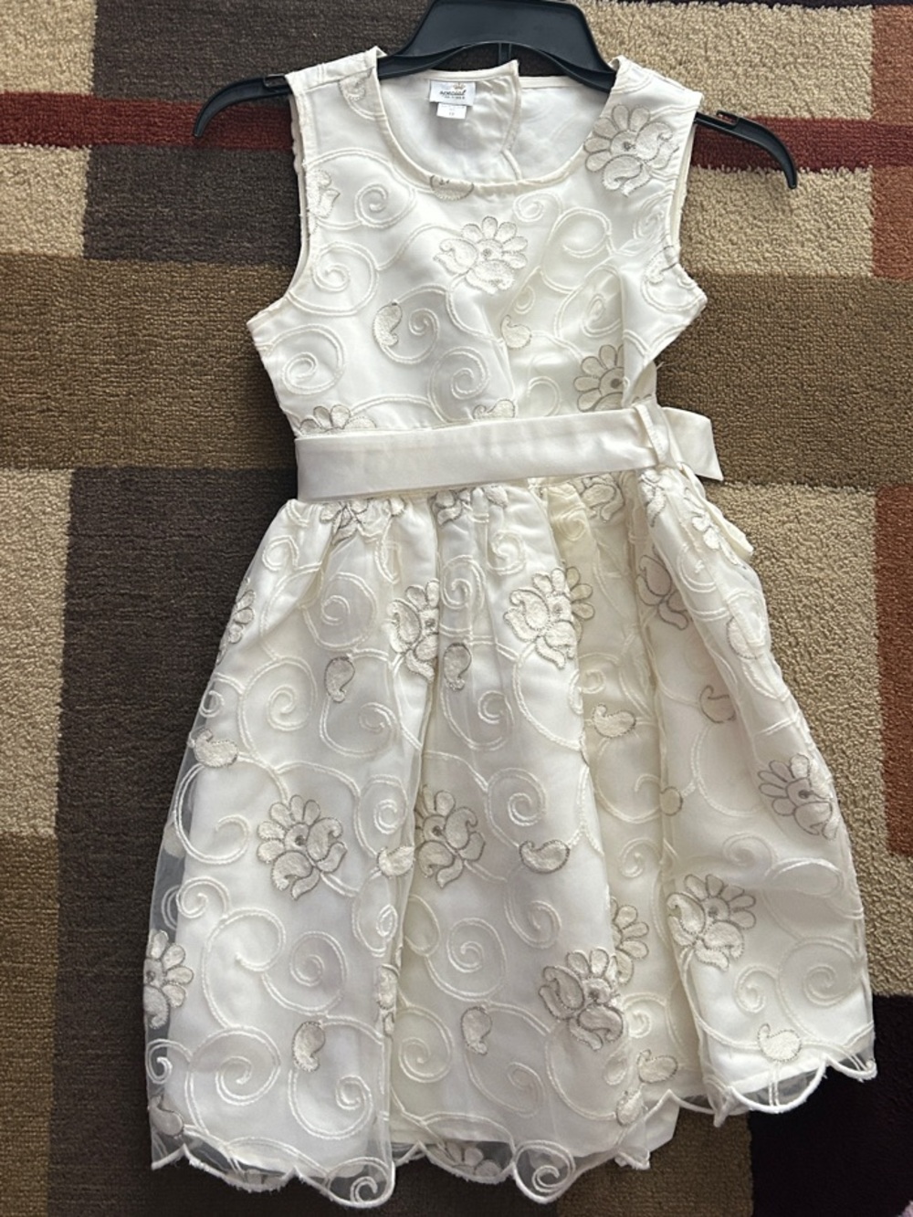 Special Editions Girls' Ivory Floral Embroidered Dress with Sash and Jacket